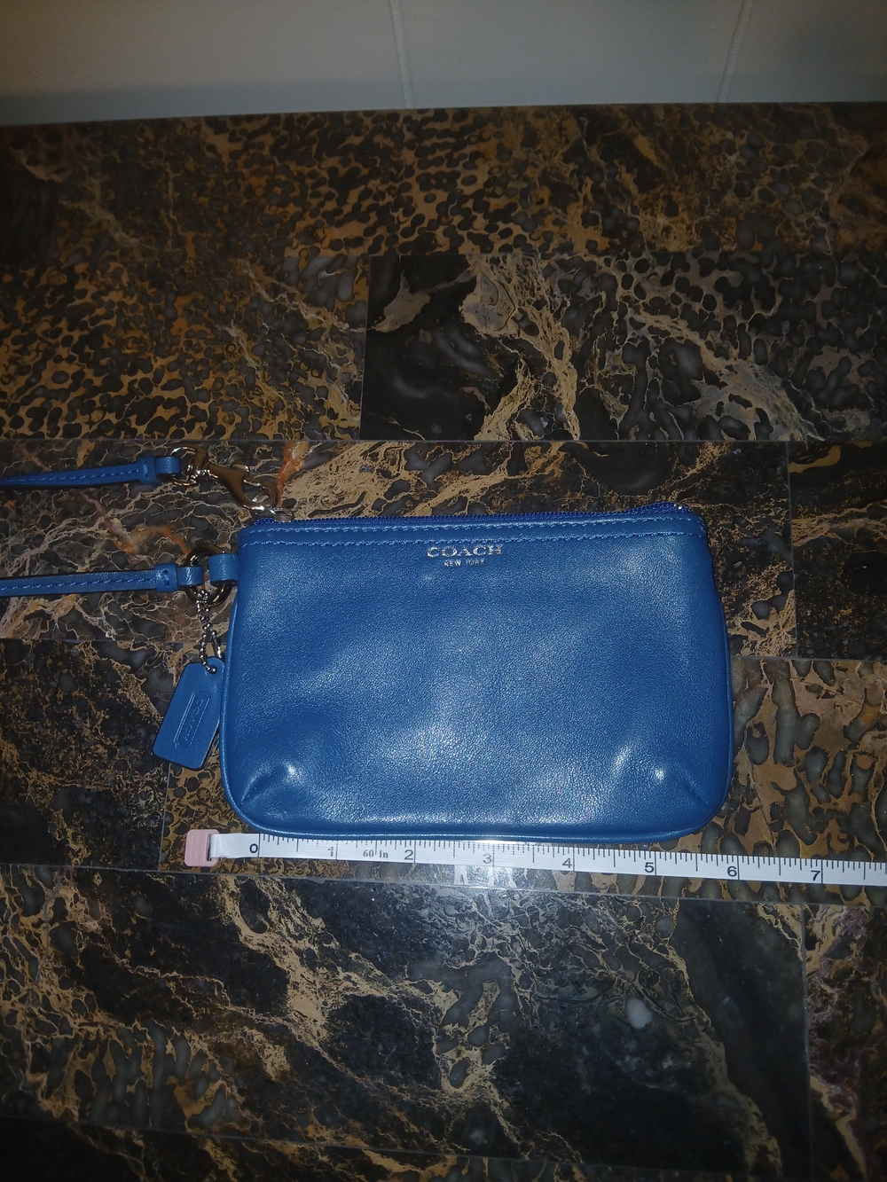 Coach Blue Leather Wristlet